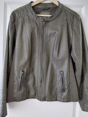Maurices Olive Green Leather Moto Jacket